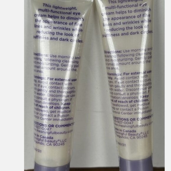SEALED Lot Of 2 Meaningful Beauty Lifting Eye Creme Advanced Formula 0.5 Oz - Picture 2 of 2